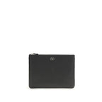 Pochette en cuir de veau noir (Bos Taurus)