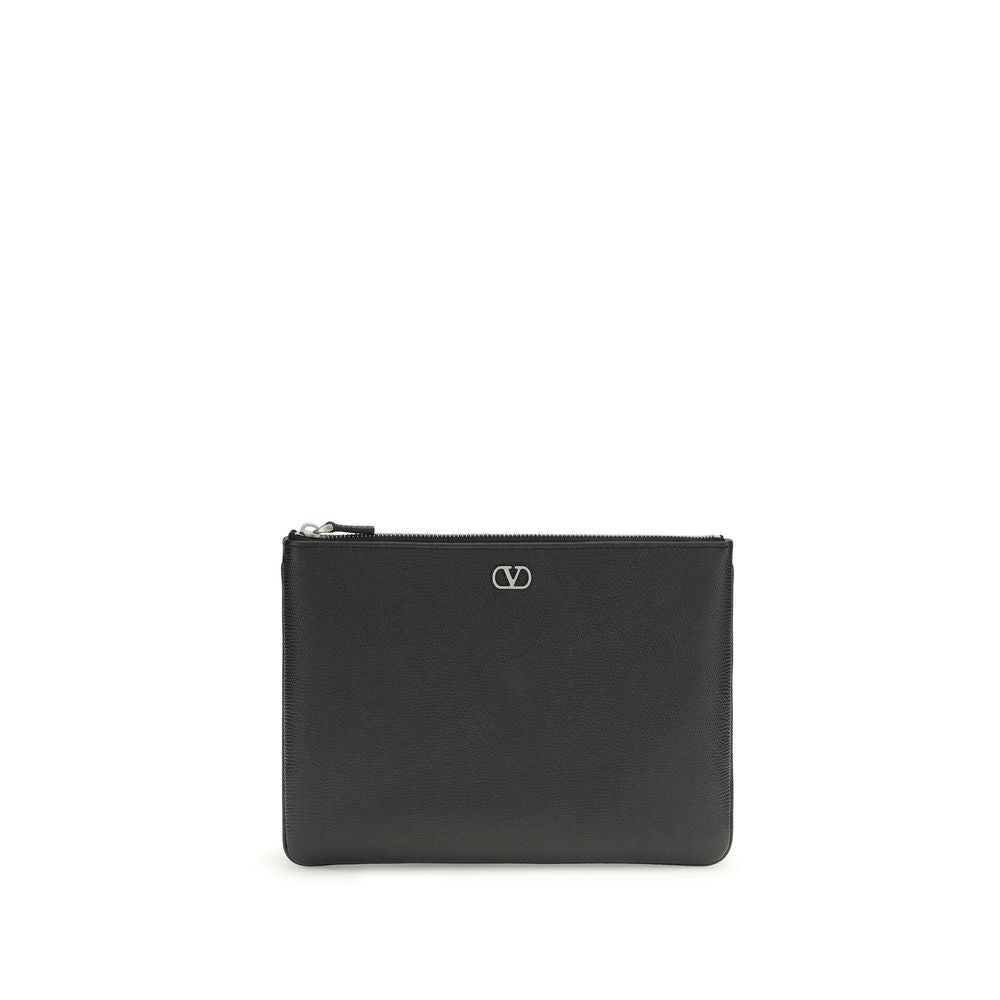 Pochette en cuir de veau noir (Bos Taurus)