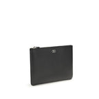 Pochette en cuir de veau noir (Bos Taurus)