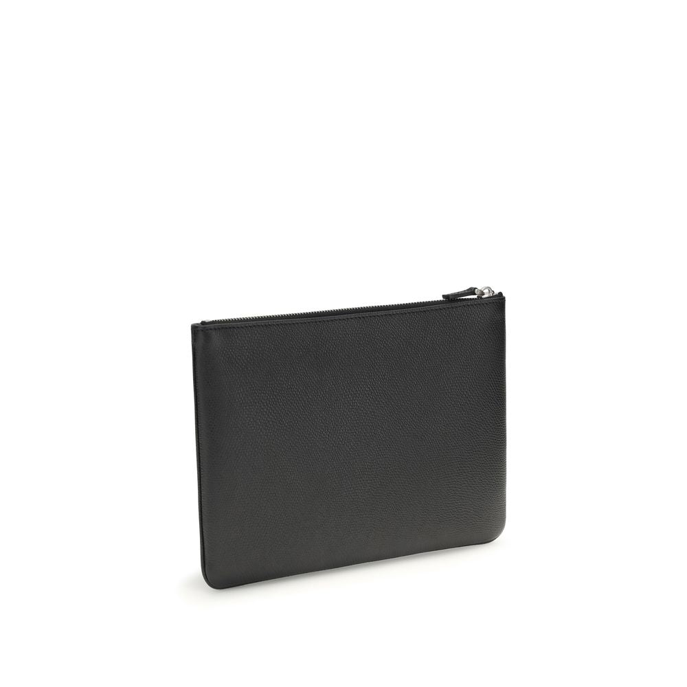 Pochette en cuir de veau noir (Bos Taurus)