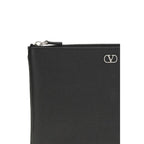 Pochette en cuir de veau noir (Bos Taurus)