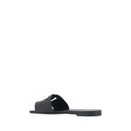 Black Rubber Flat Sandals