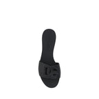 Black Rubber Flat Sandals