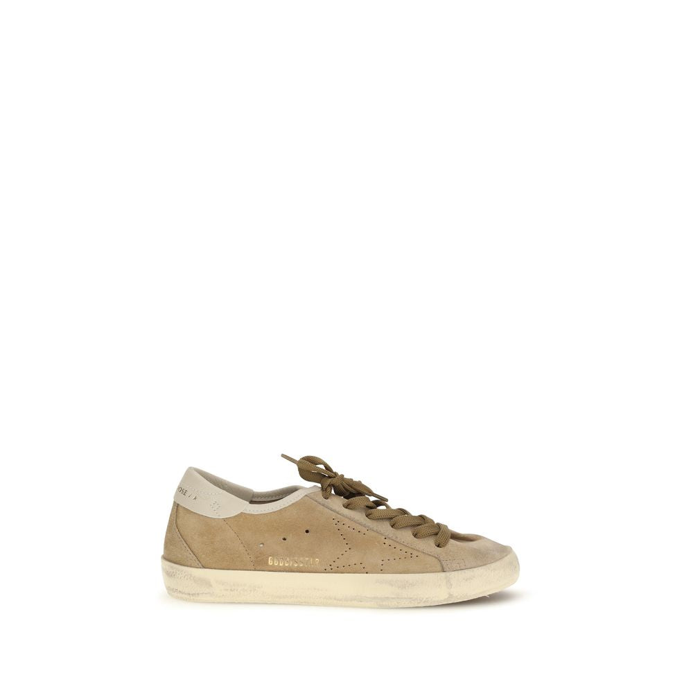 Baskets basses en cuir de veau beige (Bos Taurus)