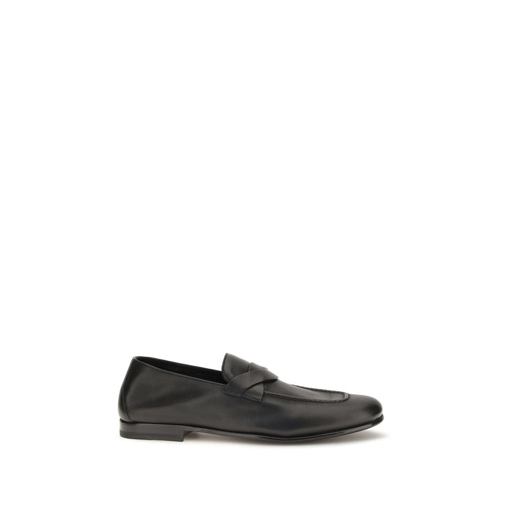 Mocassins à enfiler en cuir de veau noir Bos Taurus