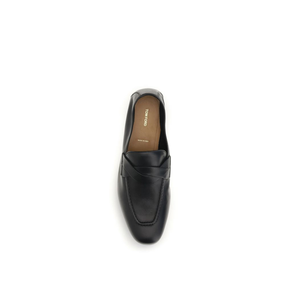 Mocassins à enfiler en cuir de veau noir Bos Taurus