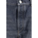 Gray Cotton Straight-Leg Jeans