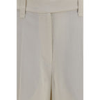 Beige Viscose Casual Pants