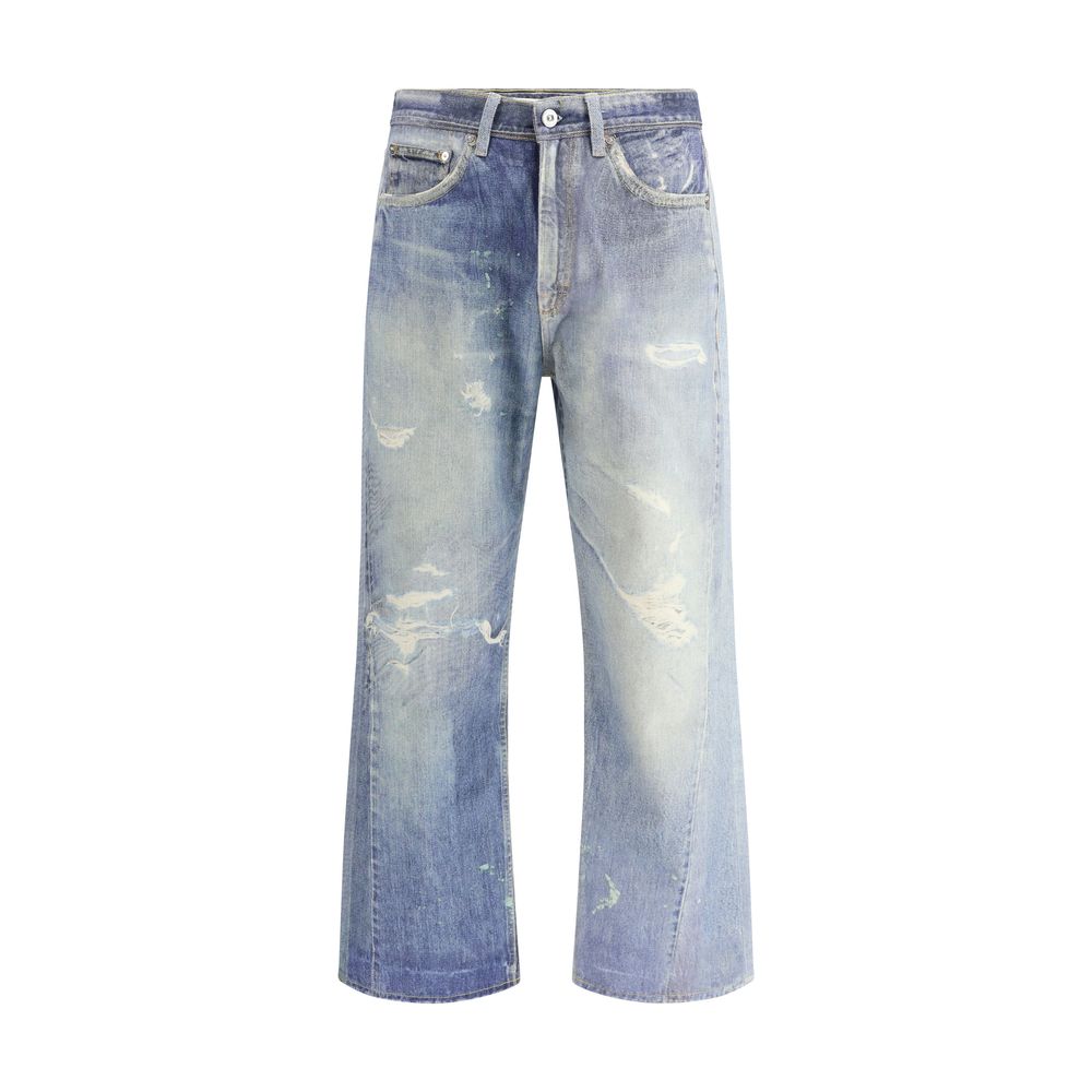 Jean en coton bleu coupe décontractée