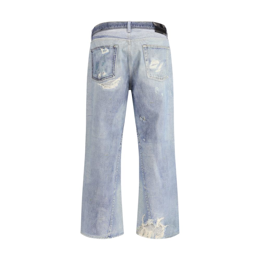 Jean en coton bleu coupe décontractée