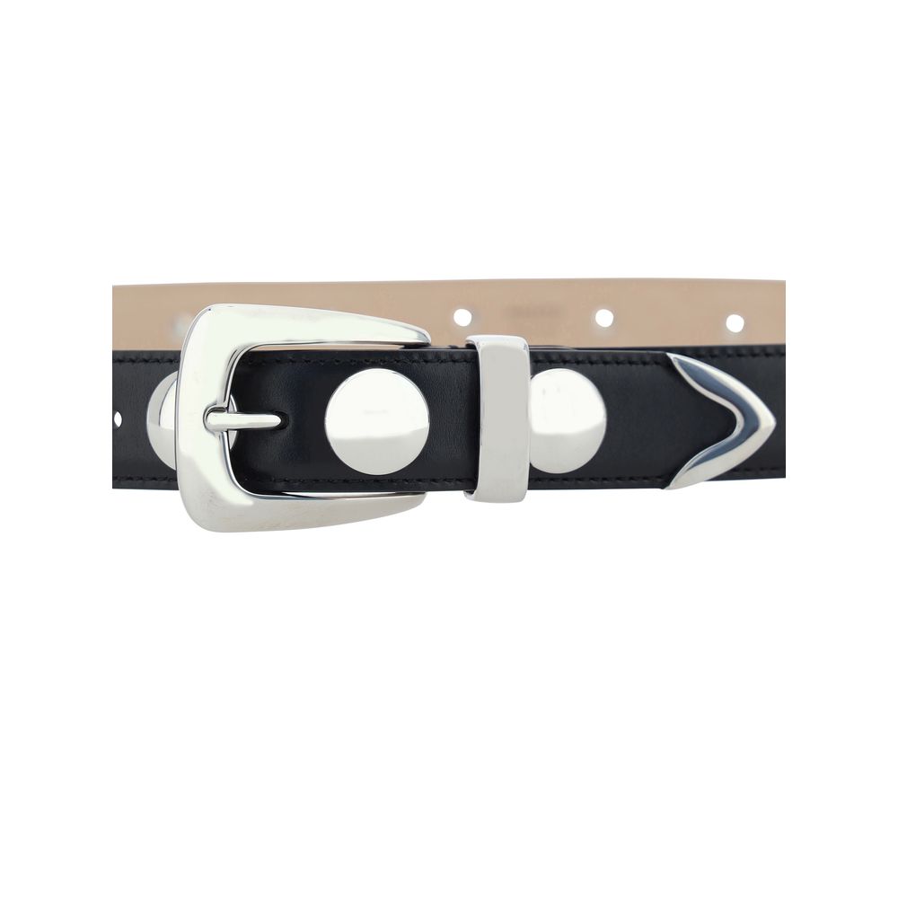 Ceinture classique en cuir de veau noir