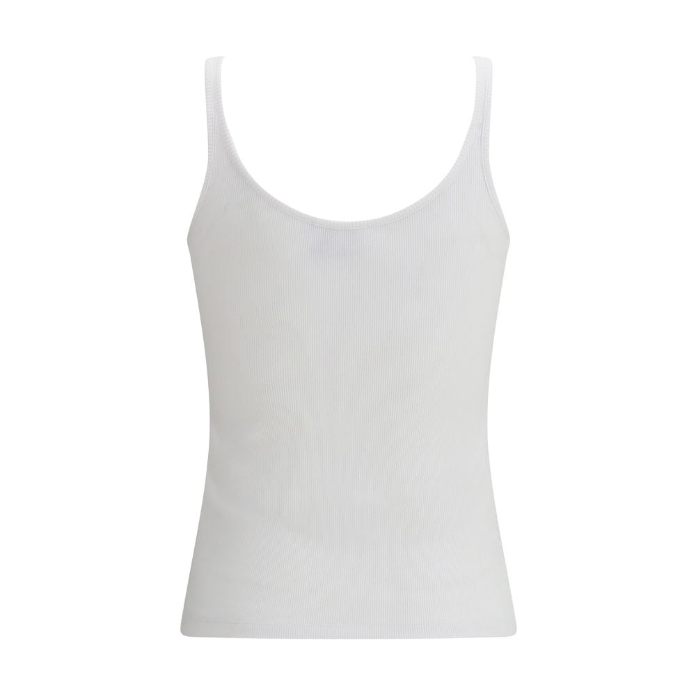 White Cotton Sleeveles T-Shirt