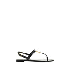 Black Calf Leather Bos Taurus Flat Sandals