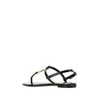 Black Calf Leather Bos Taurus Flat Sandals