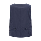 Blue Polyamide Sleveless Jacket
