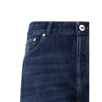 Blue Cotton Straight-Leg Jeans
