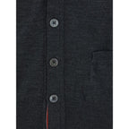 Gray Fleece Wool Cardigan