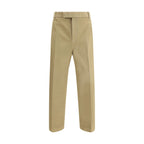 Beige Cotton Casual Pants