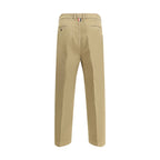 Beige Cotton Casual Pants