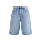 Blue Cotton Bermuda Shorts