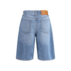 Blue Cotton Bermuda Shorts