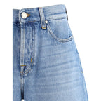 Blue Cotton Bermuda Shorts