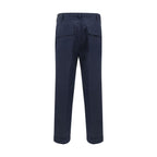 Blue Cotton Casual Pants