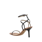Black Calf Leather Bos Taurus Stiletto Heel Sandals