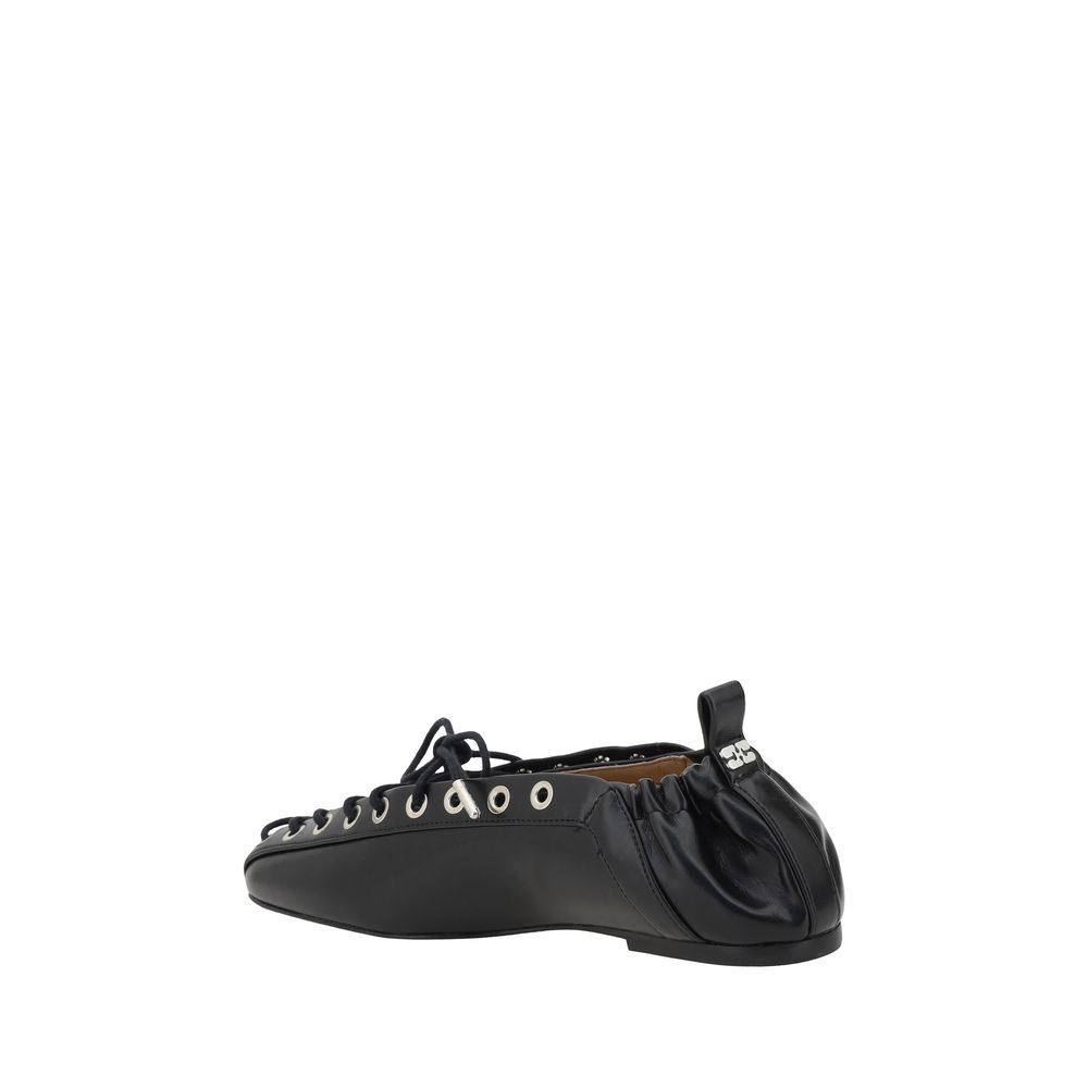 Black Polyester Ballet Flats