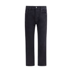 Black Cotton Straight-Leg Jeans