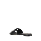 Black Calf Leather Bos Taurus Flat Sandals