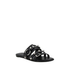 Black Calf Leather Bos Taurus Flat Sandals