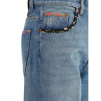 Blue Cotton Straight-Leg Jeans