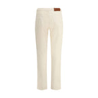 White Cotton Casual Pants