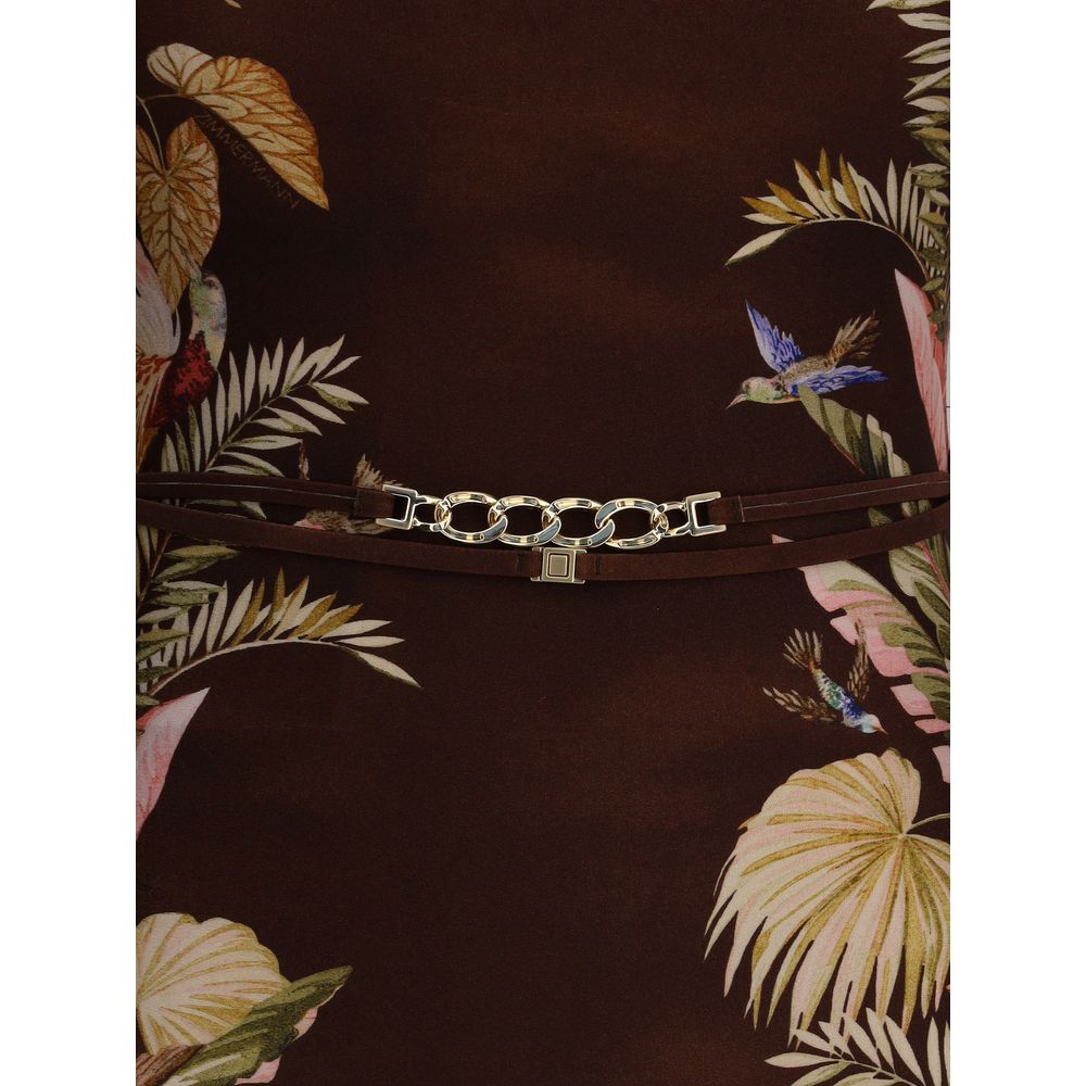 Brown Polyamide One-Piece Swimsuit