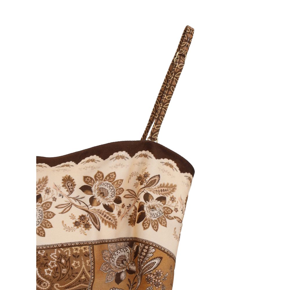 Brown Polyamide One-Piece Swimsuit