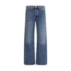 Blue Cotton Straight-Leg Jeans