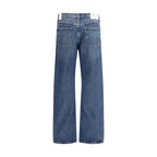 Blue Cotton Straight-Leg Jeans