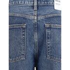 Blue Cotton Straight-Leg Jeans