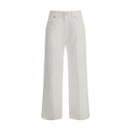 White Cotton Straight-Leg Jeans