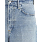 Light Blue Cotton Straight-Leg Jeans