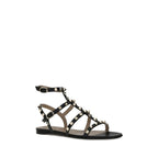 Black Calf Leather Bos Taurus Flat Sandals