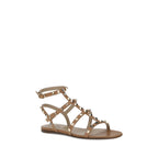 Beige Calf Leather Bos Taurus Flat Sandals