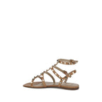 Beige Calf Leather Bos Taurus Flat Sandals