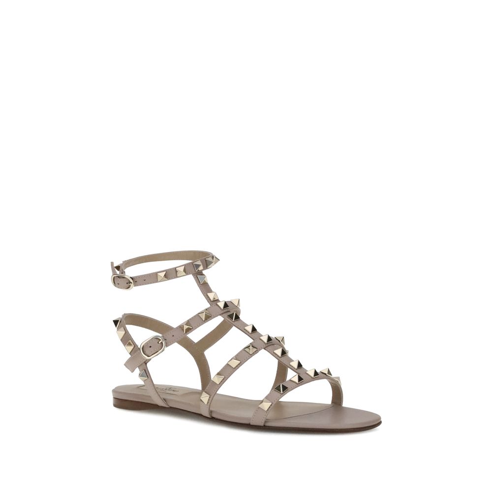 Gray Calf Leather Bos Taurus Flat Sandals