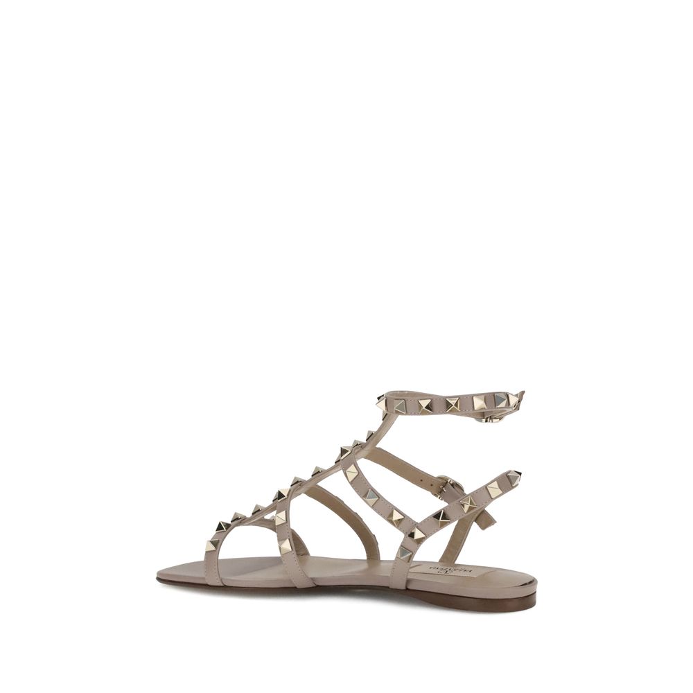 Gray Calf Leather Bos Taurus Flat Sandals