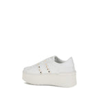 White Calf Leather Bos Taurus Platform Sneakers
