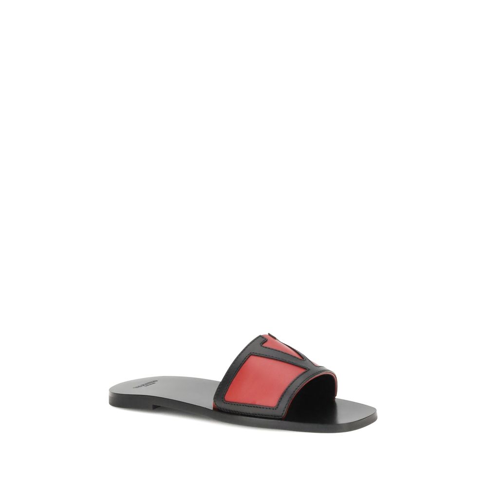 Red Calf Leather Bos Taurus Flat Sandals