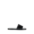 Black Calf Leather Bos Taurus Flat Sandals