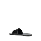 Black Calf Leather Bos Taurus Flat Sandals